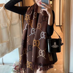 Gucci Scarf GG Jacquard Rabbit Velvet Brown