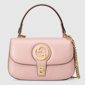 Gucci Small Blondie Flap Top Handle Bag In Leather 735101 Pink