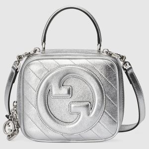 Gucci Small Blondie Square Top Handle Bag In Subtler Leather 744434 Silver