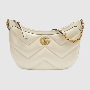 Gucci Small Marmont Chain Bag In Matelasse Leather 777263 White