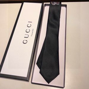 Gucci Tie Tiger Embroidery Silk Black