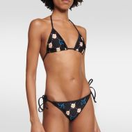 Gucci Bikini with Paisley Dog Women GG Supreme Lycra Black