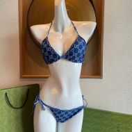 Gucci Bikini Women GG Supreme Denim Blue