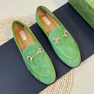 Gucci Horsebit Crystals Loafers Women Suede Green