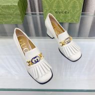 Gucci Interlocking G Mid-Heel Pumps Women Leather White