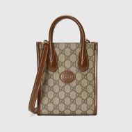 Gucci Mini Tote with Interlocking G In GG Supreme Canvas Beige/Brown