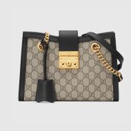 Gucci Small Padlock Tote In GG Supreme Canvas Beige/Black