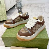 Gucci Screener Platform Sneakers Unisex GG Supreme Canvas Coffee