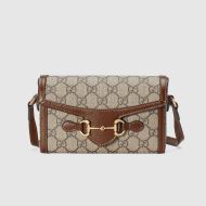 Gucci Mini Horsebit 1955 Crossbody Bag In GG Supreme Canvas Beige/Brown