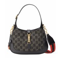 Gucci Small Jackie 1961 Shoulder Bag In GG Supreme Denim Black