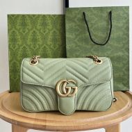 Gucci Small Marmont Flap Shoulder Bag In Matelasse Leather Green