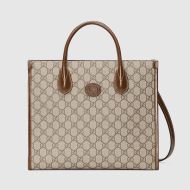 Gucci Small Tote with Interlocking G In GG Supreme Canvas Beige/Brown