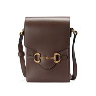 Gucci Mini Horsebit 1955 Smart Phone Case In Leather Brown