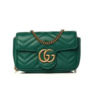 Gucci Super Mini Marmont Flap Shoulder Bag In Matelasse Leather Blue