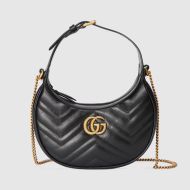 Gucci Mini Marmont Half-Moon Bag In Matelasse Leather Nude