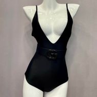 Gucci Swimsuit with GG Plaque Women Lycra Black